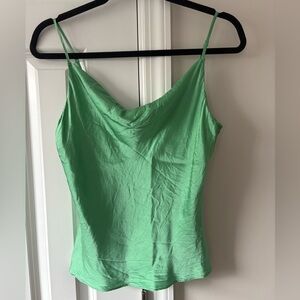 Intermix Kelly Green Silk Cowl Neck Camisole